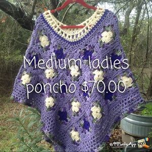 Hand crochet poncho